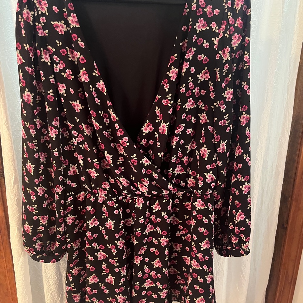 Express Floral Black and Pink Women's Romper